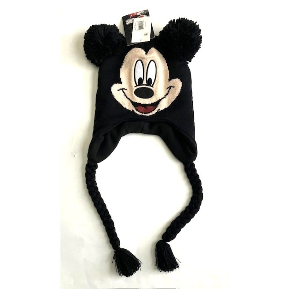 Disney Mickey Mouse Knit ‎ Pom Ears Knit Tassels Beanie NEW w TAGS